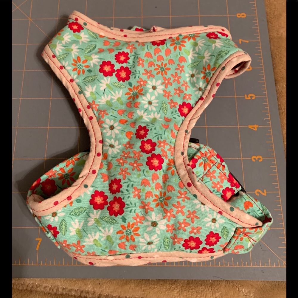 PET HARNESS (MINT GREEN WITH FLOWERS)